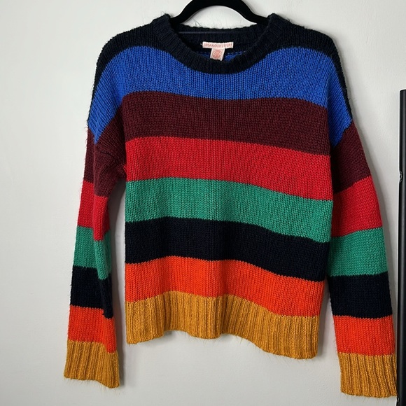 Urban Outfitters UO Bobby Boyfriend Striped Sweater Rainbow Multi - Picture 3 of 7